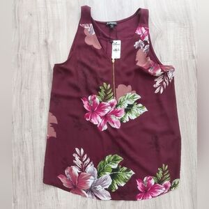 Express Burgundy Floral Tank Top